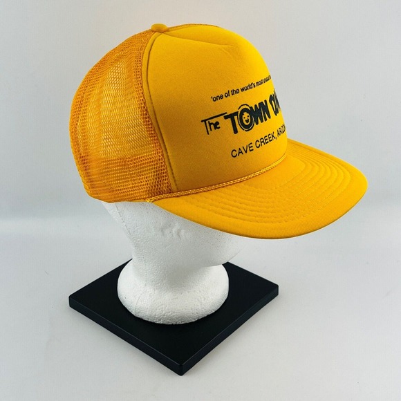 Vtg The Town Dump Trucker Hat Cave Creek AZ Yellow Mesh Cap Adjustable Snapback - Picture 2 of 7